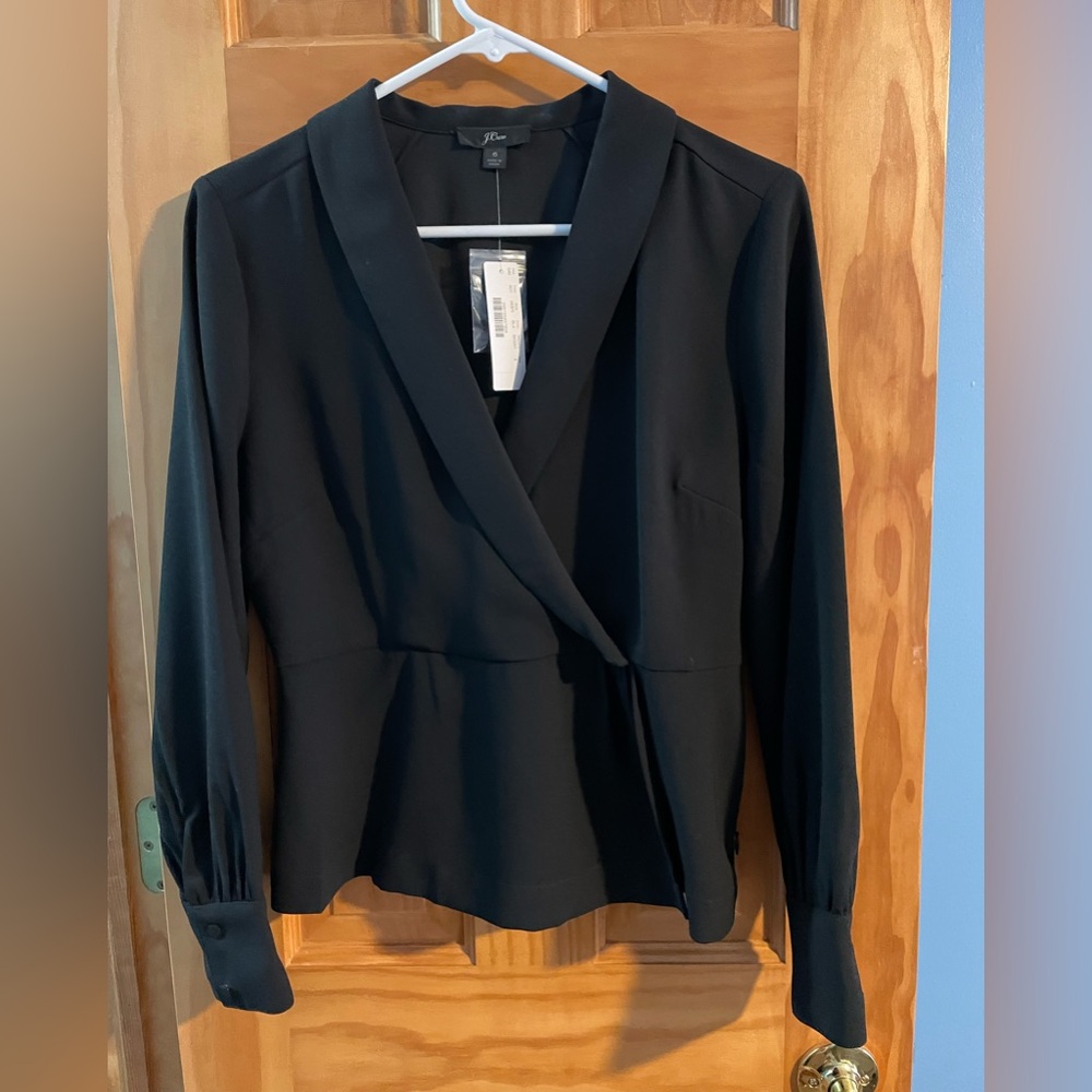 J.Crew black peplum blouse, size 6, new with tags
